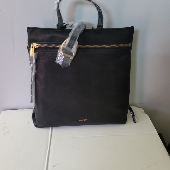 Margot Maggie Leather Back pack In Black - Picture 8 of 9